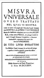 Misura_Universale Il testo di Tito Livio Burattini