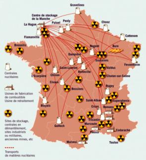 La mappa delle centrali nucleari in Francia.