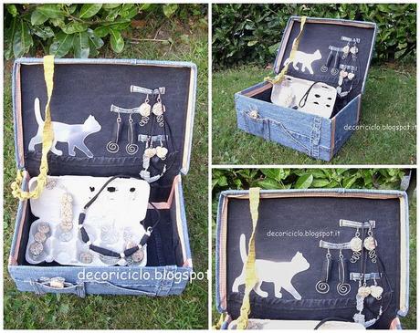 Porta-bijoux, fatto con una scatola da scarpe e ritagli di jeans PicMonkey Collage 1