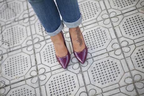 Motivi New collection | Color black cherry Smilingischic, fashion blog. dettagli scarpe, decolletè bordeaux, Motivi , F/W 20132014 Motivi,