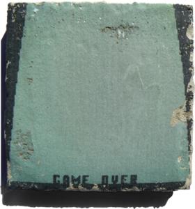 Marco Mendeni, Game Over02, software screenshot on concrete, 16x16cm, 2009. Courtesy Theca Gallery