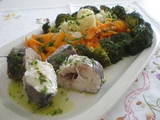 Merluzzo in bianco con verdure tricolore
