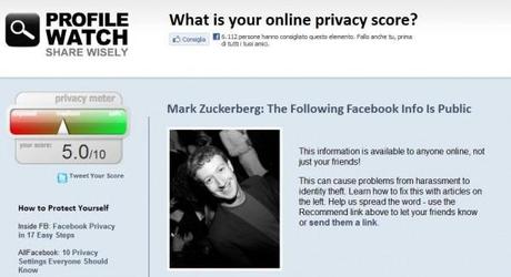 Profile Watch: quanto è sicuro il tuo Facebook, verifica la tua privacy