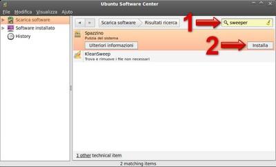 Ubuntu Software Center - Installare Sweeper