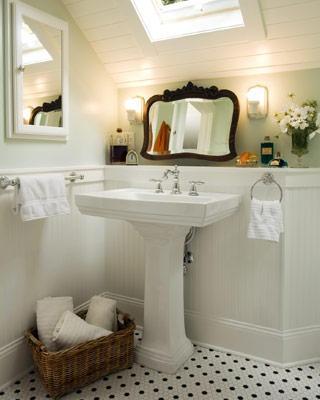 Small attic bathroom that makes good use of the available space.