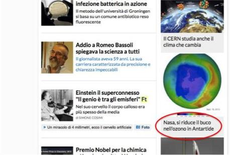 Screenshot del giornale online