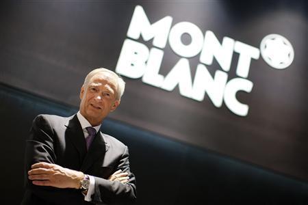 Bethge CEO of Mont Blanc International poses before an interview with Reuters at the 