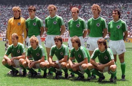 The West German national soccer team poses for a t