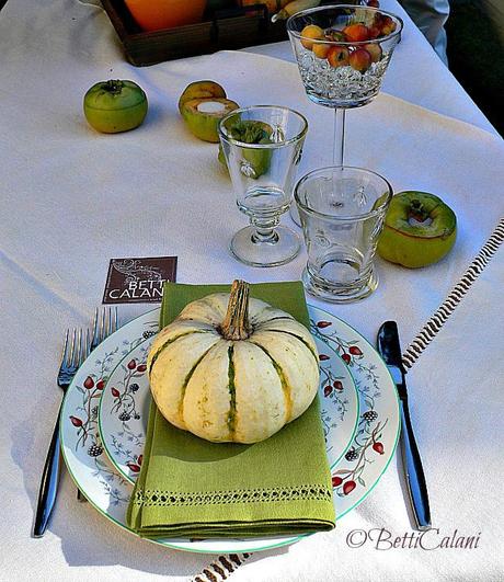 zucca SUL piatto mise en place con zucca