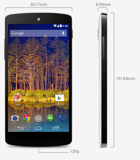Dimensioni N5 LG Nexus 5: Tutto quello che cè da sapere [Scheda Tecnica, Prezzi, Immagini ed Accessori]