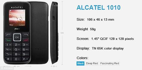 alcatel 1010 specifiche Ecco lAlcatel 1010, il telefono più economico al mondo!