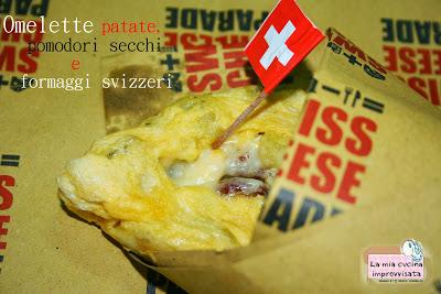 Omelette patate, pomodori secchi e formaggi svizzeri