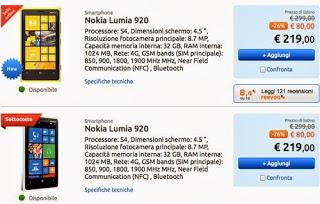 Lumia 920 al prezzo più basso mai particato 219 euro sul sito di Marcopolo Shop