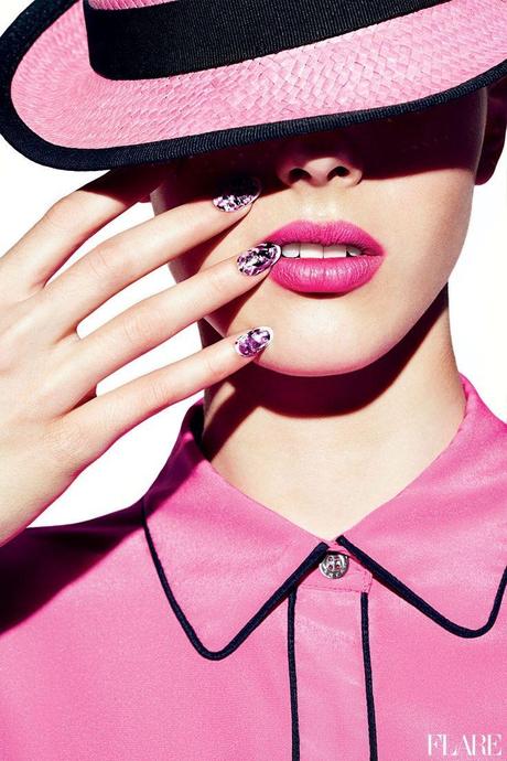 Pink manicure and lips