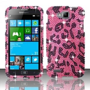 Samsung  ATIV S SGH-T899M Pink Leopard Spot Animal Print  Bling Case