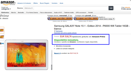Promozione Samsung GALAXY Note 10.1 2014 Edition  Amazon.it  Elettronica