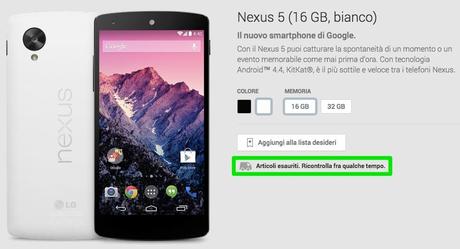 Nexus 5 bianco 16 gb finiti