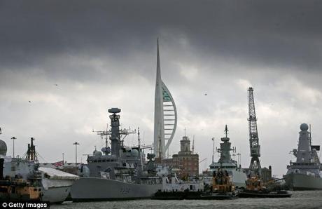 Job cuts: The Ministry of Defence has announced that warships will no longer be manufactured in Portsmouth dockyard, pictured
