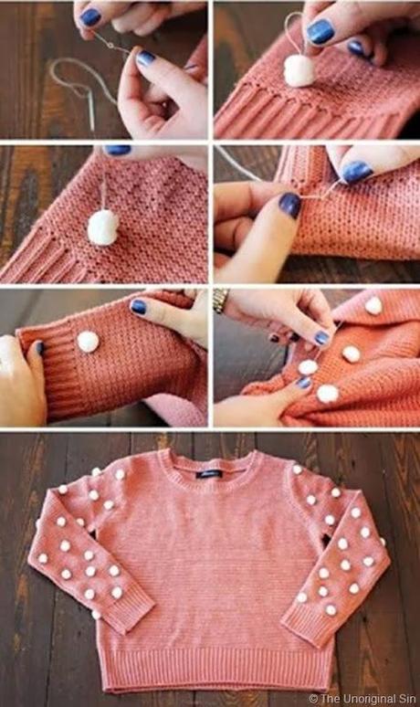 fashion diy, diy, pon pon sweater, maglione pon pon