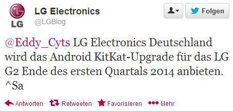 4.4 g2 twitter screenshot Delusione LG... Android KitKat su G2 entro il primo trimestre 2014