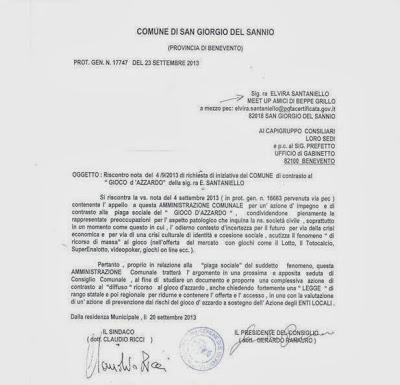 Il Comune risponde alla nostra richiesta di azioni volte a combattere l'abuso dei giochi con vincite in danaro immediate Il Comune risponde alla nostra richiesta di azioni volte a combattere l'abuso dei giochi con vincite in danaro immediate