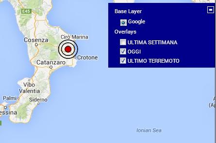 Terremoto in Calabria magnitudo 2.7