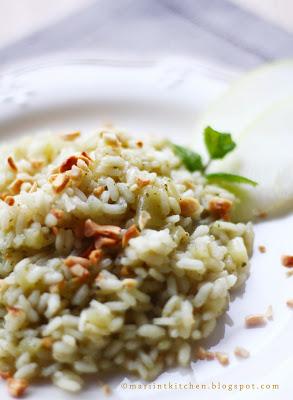 RISOTTO (VEG) CON PESTO DI MENTA, MANDORLE E MELA VERDE