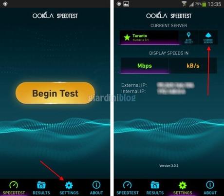 Migliore tariffa internet mobile per smartphone per qualità e velocità speedtest change server