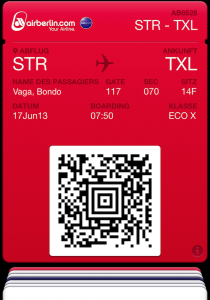Boarding Pass Air Berlin nell'applicazione Passbook