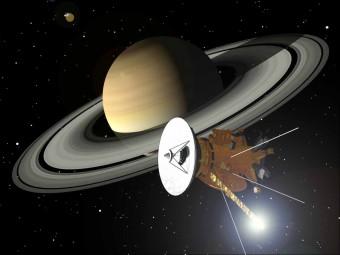 Rappresentazione artistica di Satruno con la sonda Cassini (NASA/ESA/ASI) 
