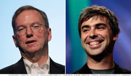 Eric Schmidt e Larry Page Larry Page nuovo CEO di Google al posto di Eric Schmidt
