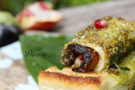 Involtini di pesce spatola con melanzane e melagrana Involtini di pesce spatola con melanzane e melagrana