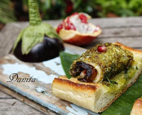 Involtini di pesce spatola con melanzane e melagrana Involtini di pesce spatola con melanzane e melagrana