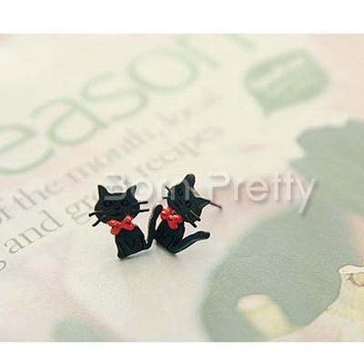 Fashion Cut Cat Ear Stud Classical Gothic Pierced Earrings 1Pair