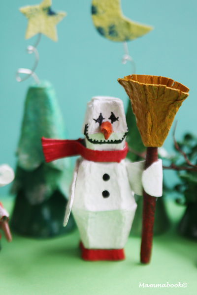 Pupazzo di neve con il cartone delle uova – Egg carton snowman