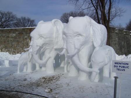 Scultura di neve - Elefanti