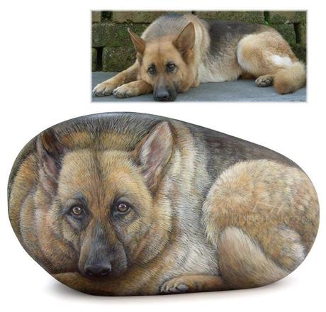 Ritratti di cani su pietra