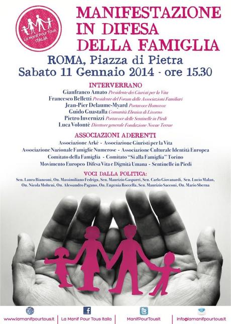 L’11 gennaio a Roma per difendere famiglia e libertà