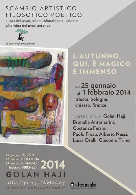 Poesie tra Italia e Siria: Golan Haji in tour a Trieste, Bologna, Chiasso e Firenze golan haji tour 2014