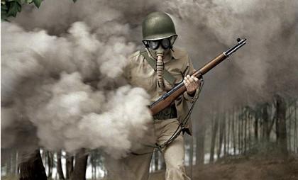 Gas mask practice, Fort Belvoir, Virginia, 1942