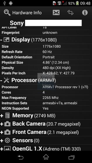 1 315x560 Sony Xperia Z2 (?) D6503    prime caratteristiche tecniche e screenshot