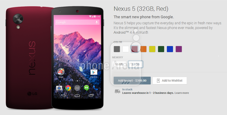 Nexus 5 rosso Nexus 5   6 nuovi colori in arrivo???