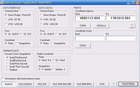 Conversione tra sistemi di coordinate di interesse nazionale. Strumenti offline ed online.