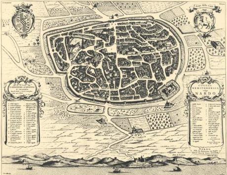 Mortier, Pianta prospettica della città di Nardò in Puglia, Amsterdam, 1704