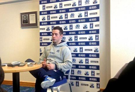 Greig Laidlaw durante la captain's media conference di oggi al Murrayfield (mia foto)