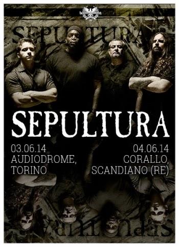 SEPULTURA - Due date in Italia a giugno 2014