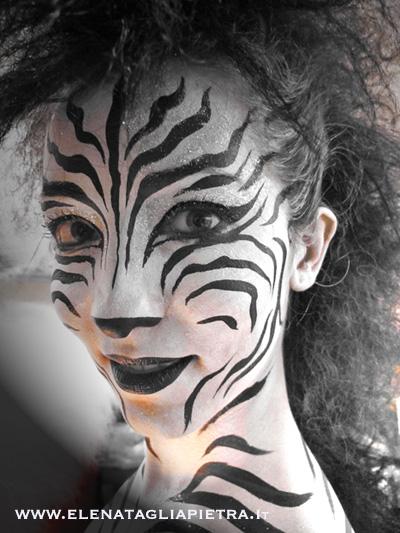 Zebra body painting