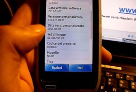 NokiaN8FW Firmware PR1.1 per Nokia N8 si mostra in video