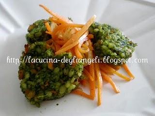 Cuoricini  degli innamorati con orzo carote e spinaci