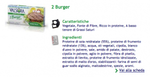 Ingredienti in burger di soia Valsoia